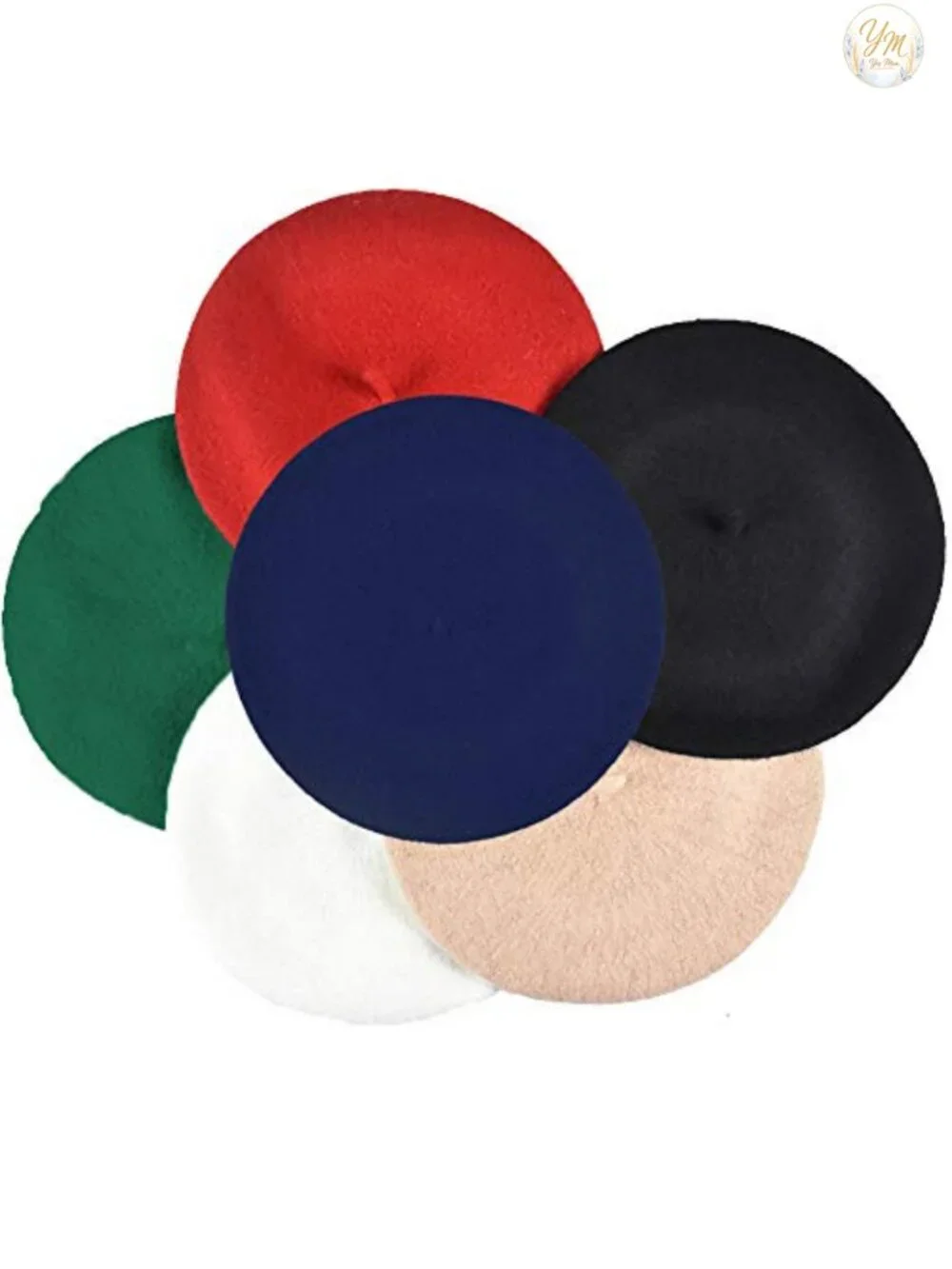 6 Pack Wool Beret French Beanie Hat Stretchable One Size Adult